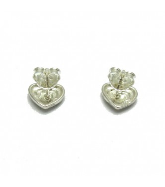 E000708 Small sterling silver earrings solid 925 Hearts  Empress